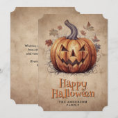 Vintage Halloween Spooky Pumpkin Feestdagenkaart (Voorkant / Achterkant)