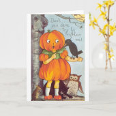 Vintage Halloween Wenskaart Kaart (Gele Bloem)