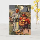 Vintage Halloween Wenskaart Kaart (Gele Bloem)