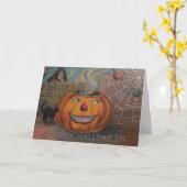 Vintage Halloween Wenskaart Kaart (Gele Bloem)