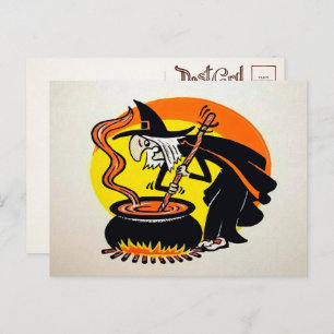 Vintage Halloween Witch Briefkaart