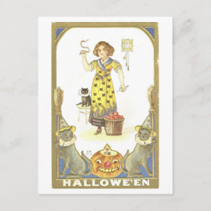 Vintage Halloween Witch Briefkaart