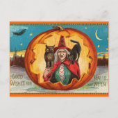 Vintage Halloween Witch Briefkaart (Voorkant)