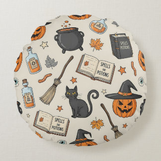 Vintage Halloween Witch Rond Kussen