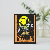 Vintage Halloween Witches Cauldron Briefkaart (Staand voorkant)
