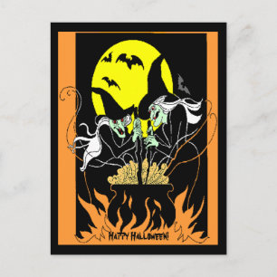 Vintage Halloween Witches Cauldron Briefkaart