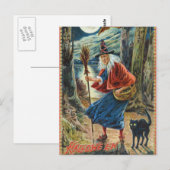 Vintage Halloween witje briefkaart (Voorkant / Achterkant)