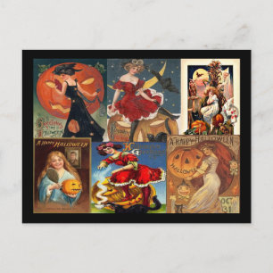 Vintage Halloween Women Montage Briefkaart