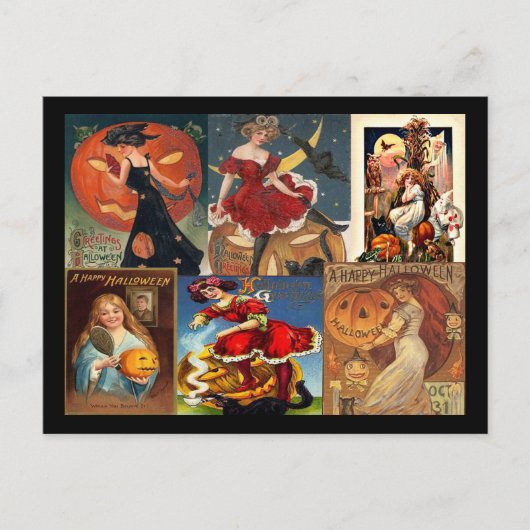 Vintage Halloween Women Montage Briefkaart (Voorkant)