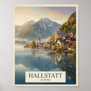 Vintage Hallstatt Oostenrijk Reisposter Alpen V Poster