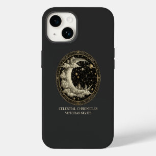 Vintage Halve Maan met Wolken, Retro Victoriaans iPhone 14 Hoesje