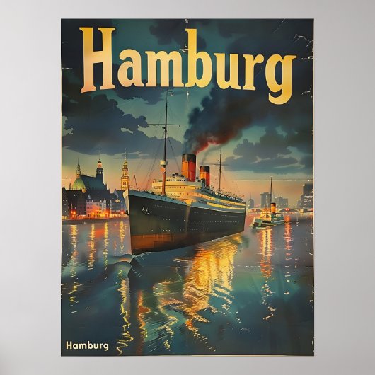 Vintage Hamburg Harbour Poster (Voorkant)