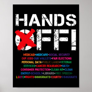 Vintage handen af van protest tegen mijn sociale z poster