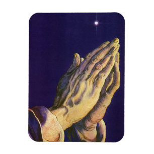 Vintage handen bidden met Ster van Bethlehem Magneet
