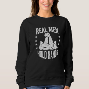 Vintage Handworstelen Echte Mannen Houden Handen A Trui