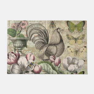 Vintage Hane Tuin Collage Kunst: Frans Landelijk Deurmat