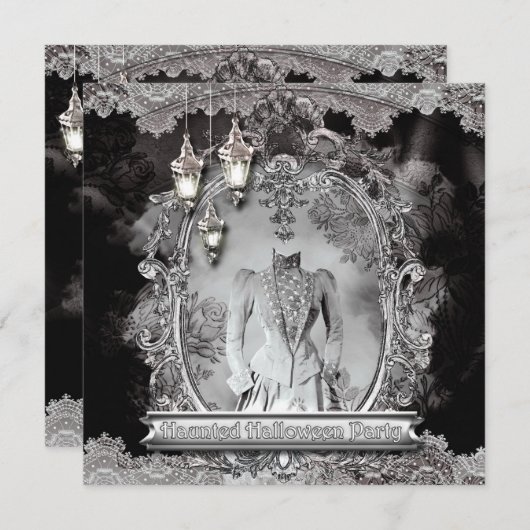 Vintage Hantée Dame Halloween Fête Invitation (Devant / Derrière)