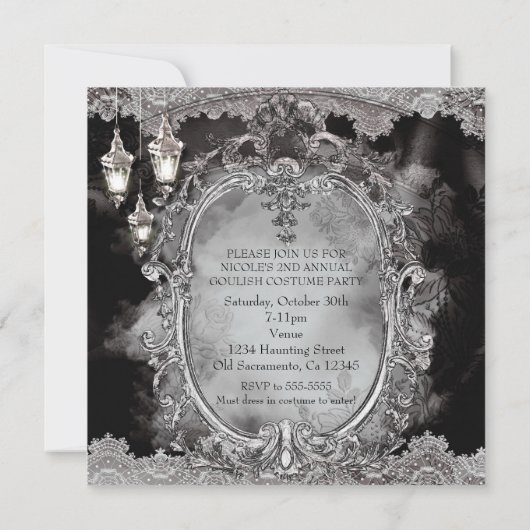 Vintage Hantée Dame Halloween Fête Invitation (Dos)