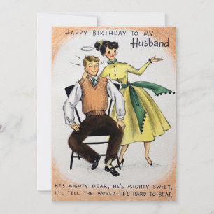 Vintage Happy Birthday Husband Holiday Kaart