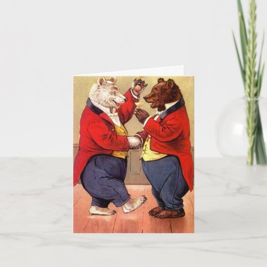 Vintage Happy Dancing Bears Toast Carte de remerci (Devant)