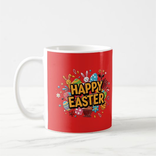 Vintage Happy Easter Retro Coffee Mug (Gauche)