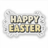 Vintage Happy Easter Typographic Sticker (Devant)