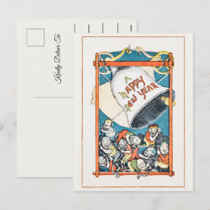 Vintage Happy Nieuwjaar Feestdagenkaart