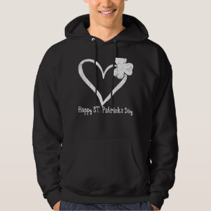Vintage Happy St Patrick S Day Irish Shamrock Hear Hoodie