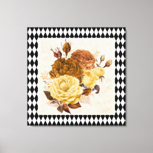 Vintage Harlequin Garden Rozen Canvas Afdruk