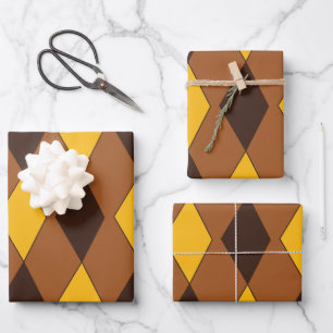 Vintage Harlequin Verjaardag Diamant Patroon Inpakpapier Vel