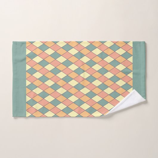 Vintage Harlequine Diagonal dans Pastels Monogramm (Serviette à main)