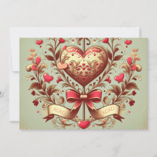 Vintage Hart Valentijnsdag xoxo  Feestdagenkaart