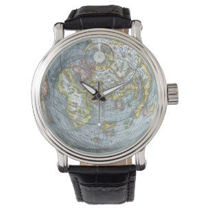 Vintage Hartvormige Antieke Wereldkaart Peter Apia Horloge