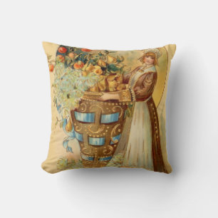 Vintage Harvest Girl Bounful Food Kussen