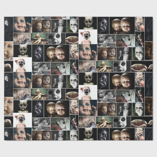 Vintage Haunted Dolls Wrapping Paper Cadeaupapier (Zoom)