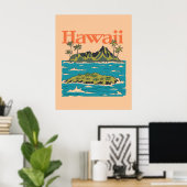 Vintage Hawaï 1950 Reis Poster (Thuiskantoor)
