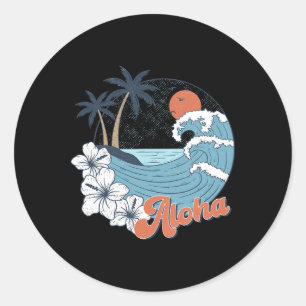 Vintage Hawaï Aloha Staat Hawaïaanse Strand Surfen Ronde Sticker