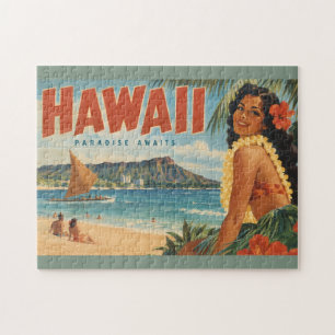 Vintage Hawaiaanse Hula Meisje Aloha Ontsnapping P Legpuzzel