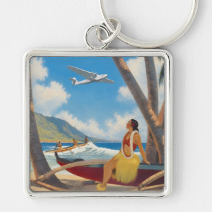 Vintage Hawaiaanse Hula Meisje Aloha Ontsnapping P Sleutelhanger