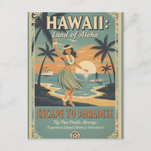 Vintage Hawaiaanse Land van Aloha Ontsnap naar het Briefkaart