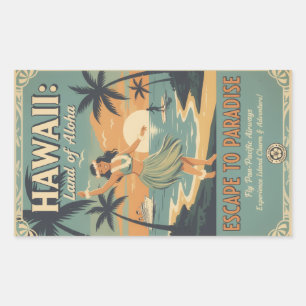 Vintage Hawaïaanse Land van Aloha Ontsnappen naar Rechthoekige Sticker