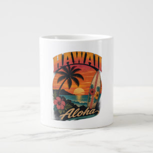 Vintage Hawaiaanse Zonsondergang Palmen Surfplank Extra Grote Beker
