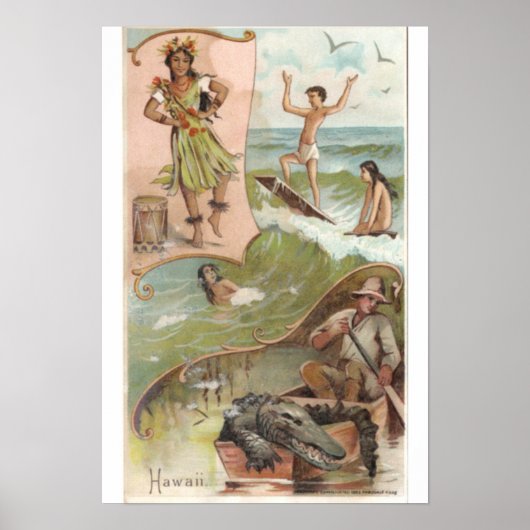 Vintage "Hawaii" koffie van Arbuckle Bros Poster (Voorkant)