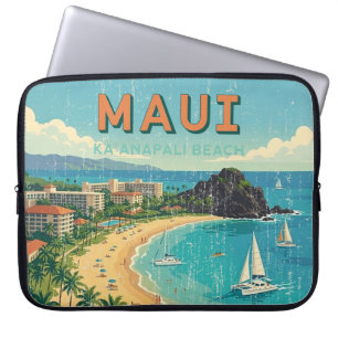 Vintage Hawaiiaanse Reisposters - Maui Wetsuit Laptop Sleeve