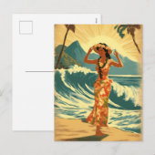 Vintage Hawaiian Reizen Honolulu Mid-Pacific Feestdagenkaart (Voorkant / Achterkant)