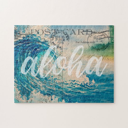 Vintage Hawaiian Wave Briefkaart Legpuzzel (Horizontaal)