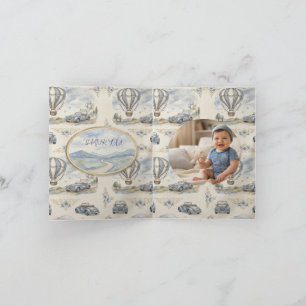 Vintage Heet Luchtballon Baby Shower Foto Bedankkaart