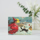 Vintage heks en katten Briefkaart (Staand voorkant)
