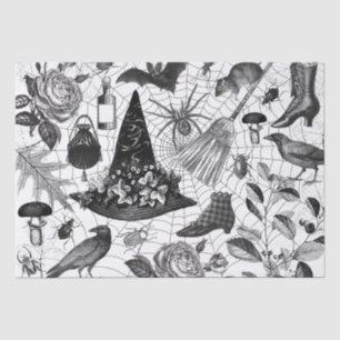 Vintage heks Floral Halloween Ephemera Tissuepapier