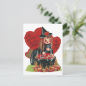 Vintage "Heks" Valentijn Feestdagenkaart (Staand voorkant)